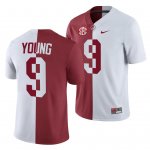 Men's Alabama Crimson Tide #9 Bryce Young White Crimson NCAA Split College Football Jersey 2403WDJF8